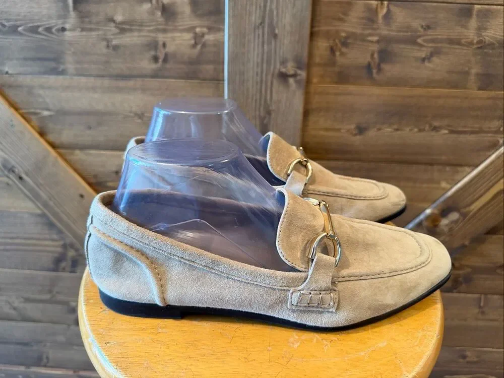 Steve Madden Women’s Suede Horsebit Loafers Taupe Beige Leather Size 9M